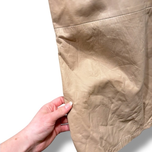 LaMatta Italian Gloveleather Buttery Soft Latte Brown Tan Wrap Shirt Dress - Picture 10 of 12